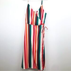 CupShe NEW Colorful Stripe Tank Wrap Dress